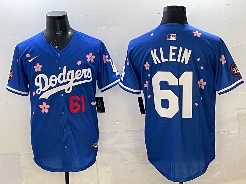 Men 2025 Nike Los Angeles Dodgers #61 Klein Blue Game MLB Jersey 04->los angeles dodgers->MLB Jersey